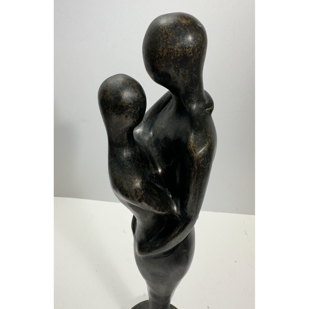 Couple Hugging 17" Abstract Metal Art Brass Sculpture - Picture 4 of 9
